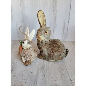 Bristle brush bunny AS IS Easter set home decor figure rabbit‎ Brown